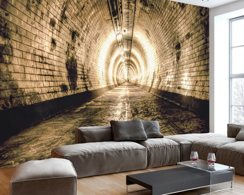 3D Look Tunnel Wallpaper Mural