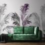 Tropical Fresh Purple Green Palm Leaves Wallpaper Mural