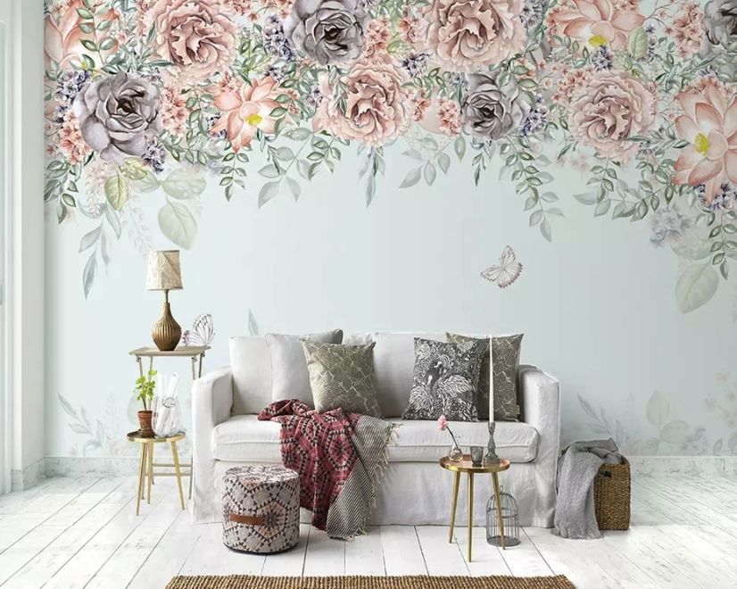 Nostalgic Dark Vine Flowers Wallpaper Mural