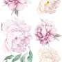 Watercolor Pink White Floral Bouqets with Green Leaf Wall Decal Sticker