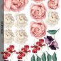 White Pink Peony Florals with Red Purple Tulips Wall Decal Sticker