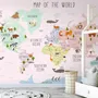 Kids Nursery Educational Continent World Map Wallpaper Mural