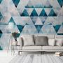 Geometric Blue Trigon Pattern Wallpaper Mural