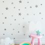 Metallic Silver Little Stars Wall Decal Sticker