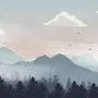 Kids Mountain Landscape with Snow Wallpaper Mural