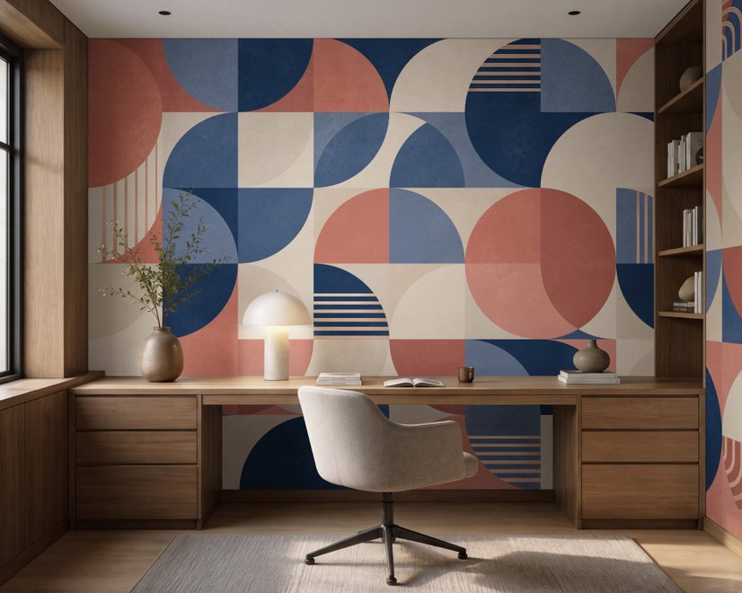 Retro Abstract Geometric Shapes Wallpaper Mural