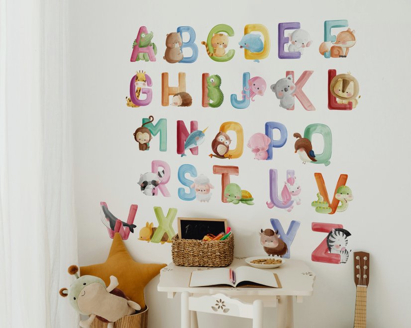 Wasserfarben Alphabet Wandtattoo