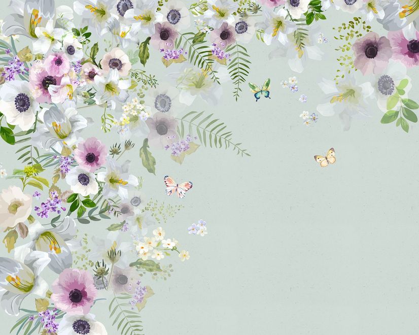 Purple Gray Poppy Flowers Wallpaper Mural