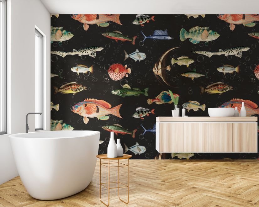 Vintage Ocean Fish Art Wallpaper Mural