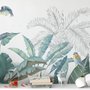 Papier peint panoramique de feuilles vertes et tropicales