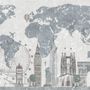 Vintage World Map with Old Hot Air Balloon Wallpaper Mural