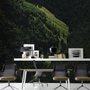 Papier peint panoramique vue aérienne de forêt naturelle sur les montagnes