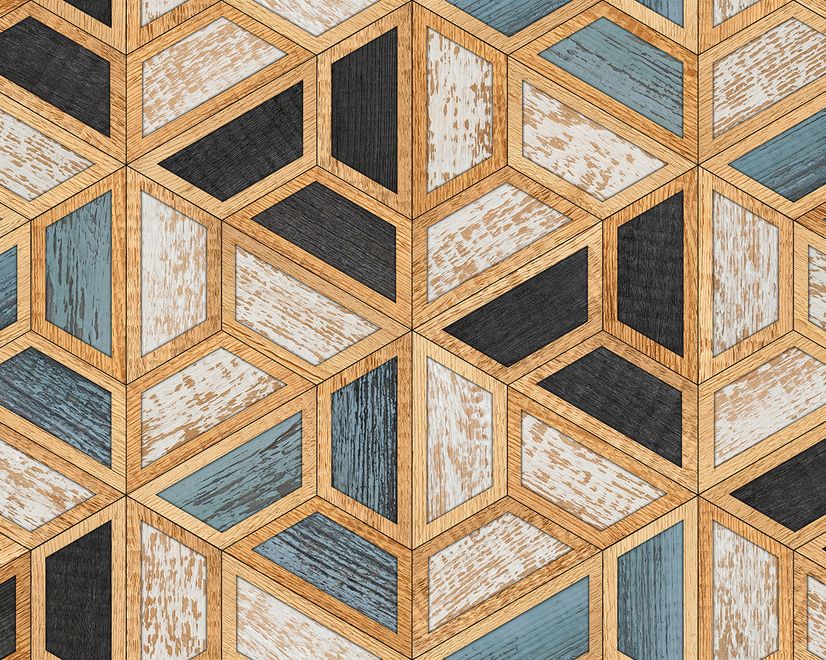 Geometric Shape Wood Look Texture Wallpaper Mural