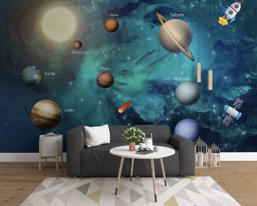 Fototapete Sonnensystem Planeten und Sonne