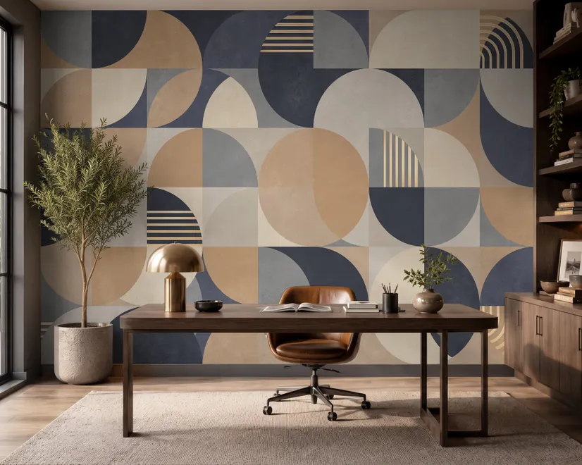 Retro Abstract Geometric Shapes Wallpaper Mural