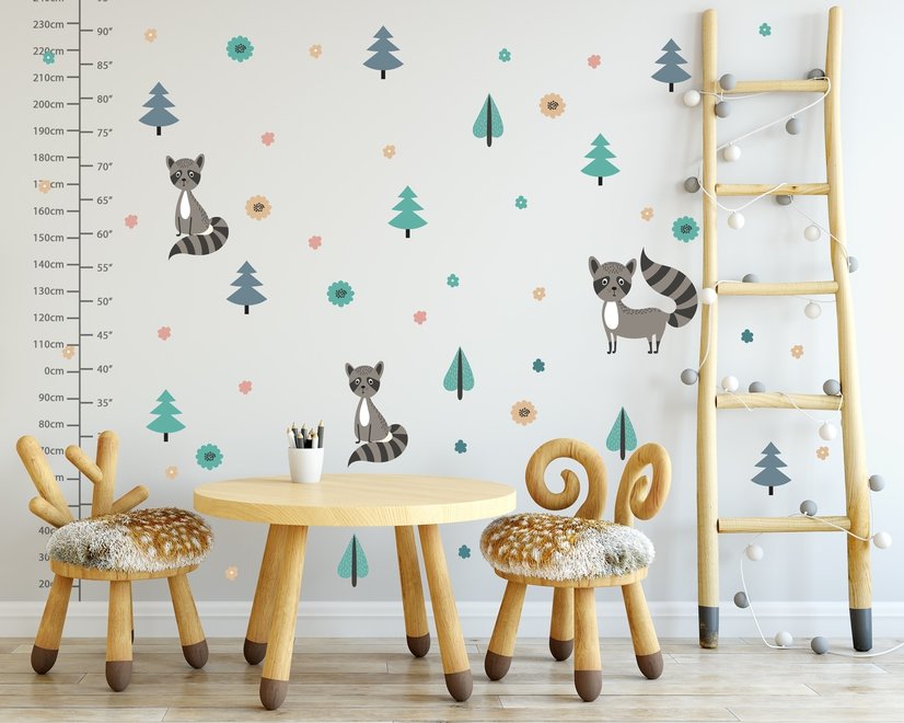 Kids Pine Tree and Little Florals Wall Decal Sticker