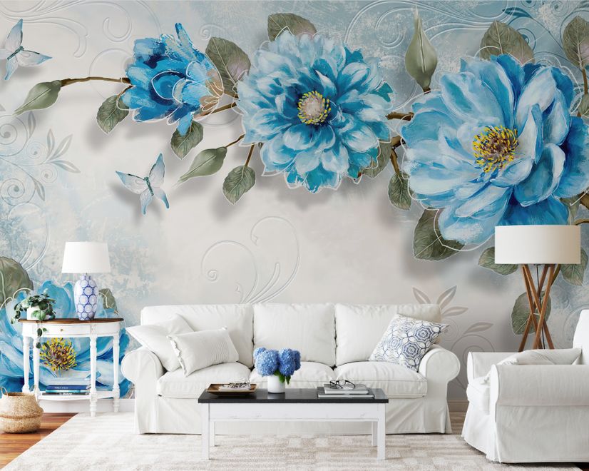 Watercolor Bohemian Floral Wallpaper Mural