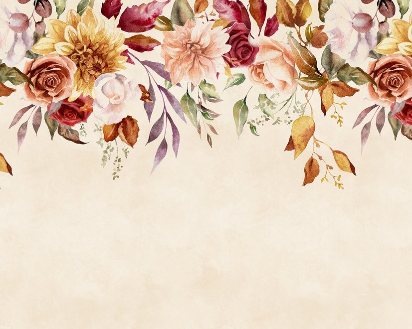 Vintage Pink Floral Fototapete