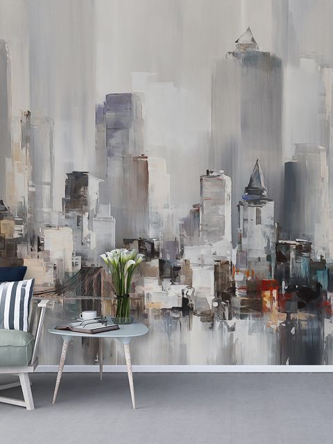Papier peint aquarelle paysage New York