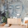 Vintage Buddha mit Lotus Blumen Fototapete
