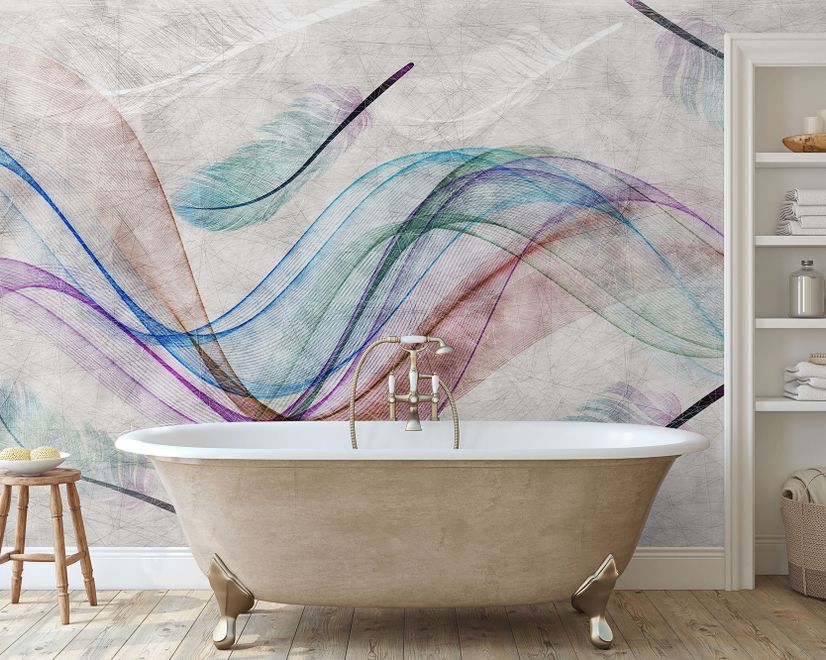 Colorful Abstract Feather Wallpaper Mural
