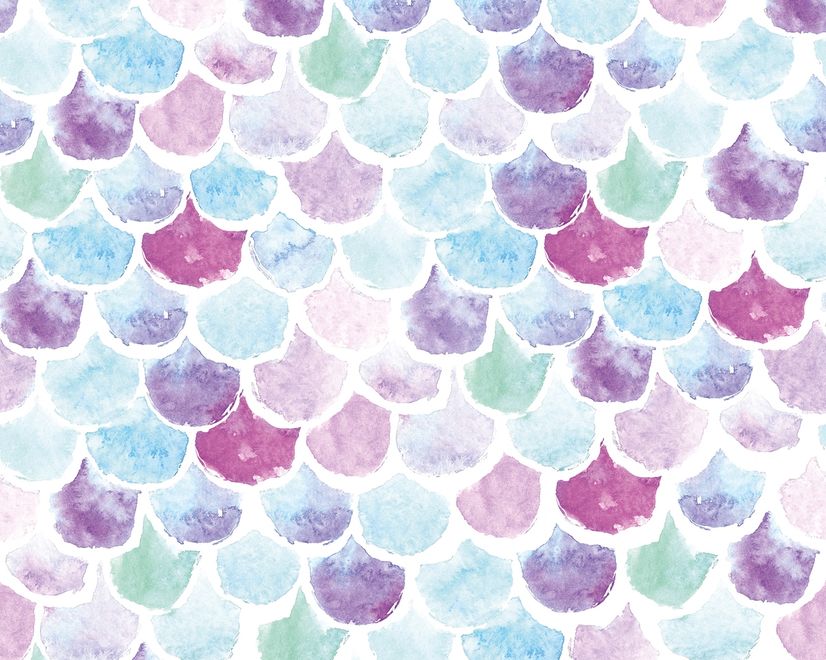 Colorful Mermaid Pattern Wallpaper Mural