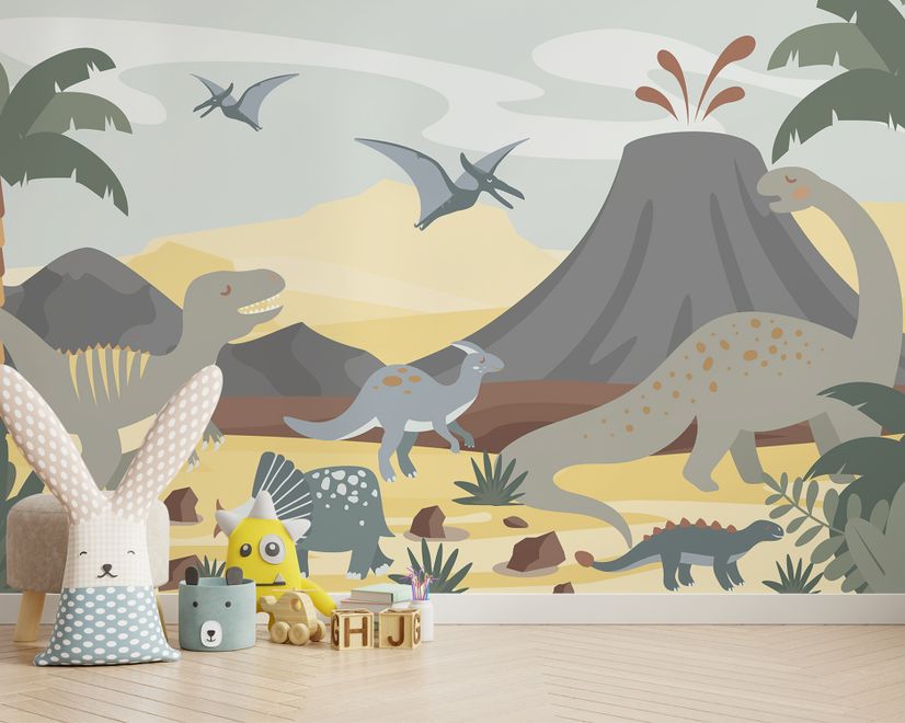 Kids Soft Dinosaurs Wallpaper Mural