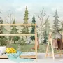 Kids Watercolor Pine Tree Forest with Animals Wallpaper Mural