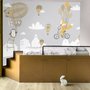Kinderzimmer Heißluftballon und Weiße Haus Silhouette Wandtattoo