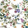 Botanische Blumen Fototapete mit Vögeln
