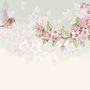 Papier peint panoramique fleurs de bégonia rose aquarelle