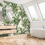 Watercolor Tropical Banana Leaf with Faux Gold Details Wallpaper Mural