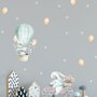 Kids Cartoon Rabbit with Balloons and Snowflake Wall Decal Sticker
