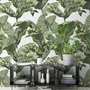 Green Tropical Bananana Leaves with Calla Lily Flowers Wallpaper Mural