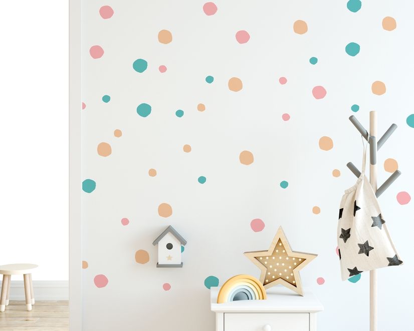 Pink Blue Colorful Doodle Polka Dots Wall Decal Sticker