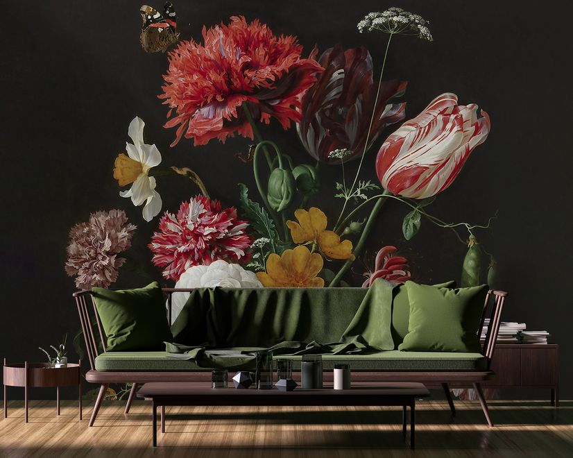 Dutch Florals Still Life Flowers in Vase Wallpaper Mural