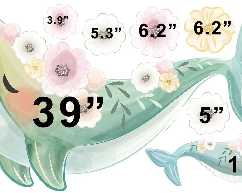 Kids Cute Whale Sea Animals Wall Decal Sticker