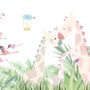Nursery Tropical Landscape with Cute Girrafes Wallpaper Mural