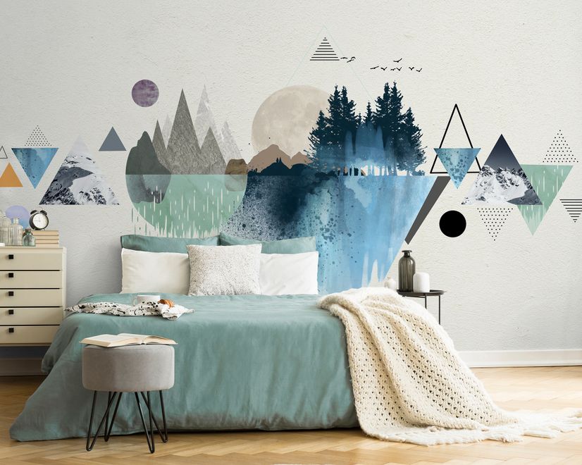 Forest Geometric Pattern Wallpaper Mural