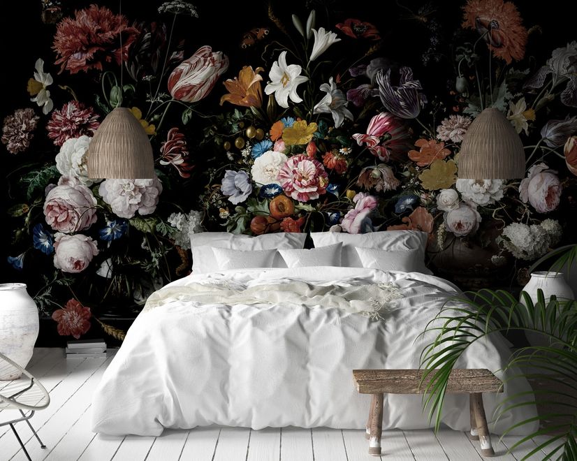 Dutch Dark Flowers Wallpaper Mural