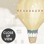 Kinderzimmer Fototapete Cartoon Winter und Kleiner Heißluftballon