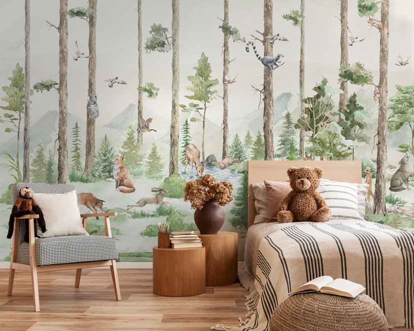 Fototapete Kinder Waldtiere im Dschungel