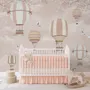 Kids Pink Hot Air Balloon and Cherry Blossom Wallpaper Mural
