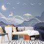 Watercolor Abstract Lines and Horned Deer Wallpaper Mural