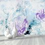 Papier peint panoramique turquoise, violet, style marbre et pinceau