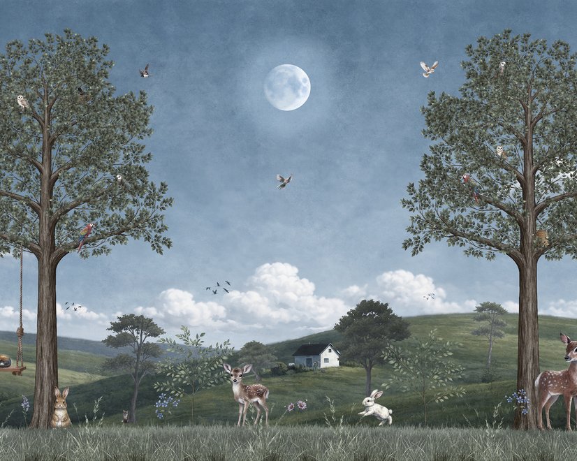 Kids Forest Animals Landscape Wallpaper Mural