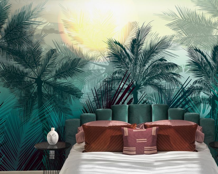 Tropical Palm Trees and Sunlight Wallpaper Mural