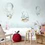 Cartoon Winterscape and Squirrels with Hot Air Balloons Wallpaper Mural