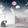 Cartoon Nightscape with Rabbit and Elephant Wallpaper Mural