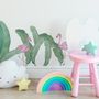 Kids Pink Flamingo and Green Banana Leaves Wall Decal Sticker